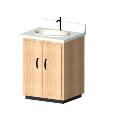 Lavamanos de porcelana con base de madera