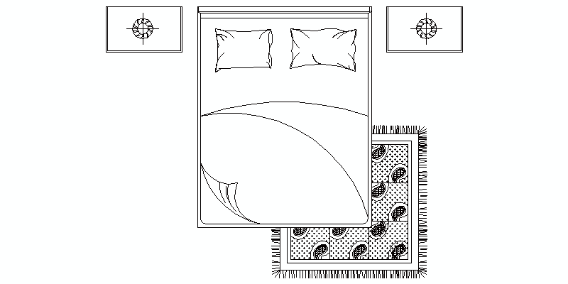 Camera da letto con letto da 160 cm, vista in pianta