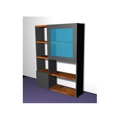 Biblioteca madera y vidrio