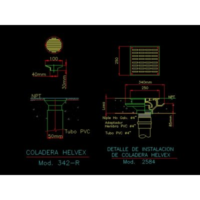 Detalle de coladera en autocad