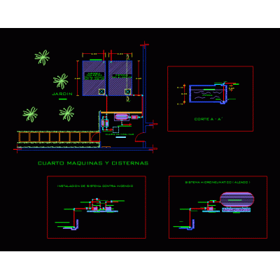 Schéma de la salle des machines et du réservoir