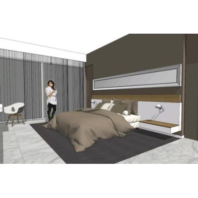 Dormitorio cama matrimonial 3d