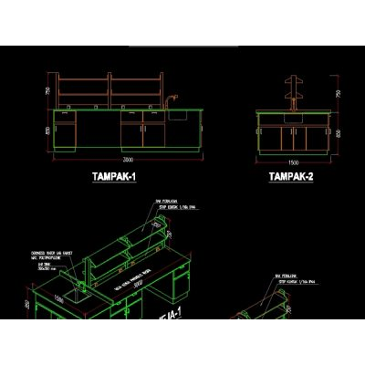 Mesa para laboratorio con estante - fregadero