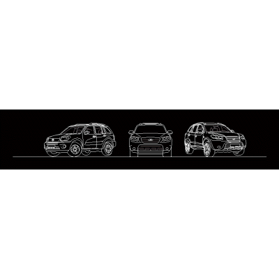 Disegno di un'auto in prospetto in 2d