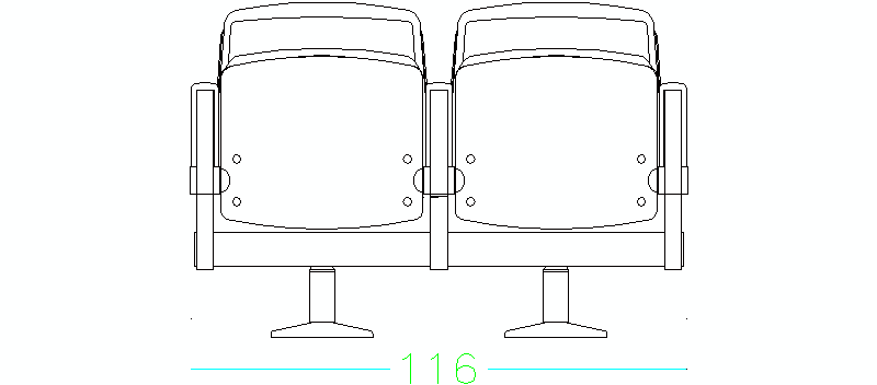 Set Of Two Cinema Seats Viewed In Elevation
