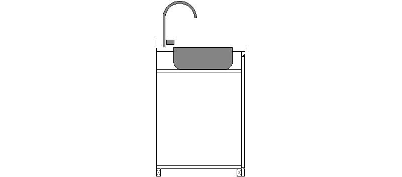 Küchenschrank mit Waschbecken und Wasserhahn