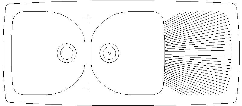 2-Becken-Spüle mit Abtropffläche, Mod. 3