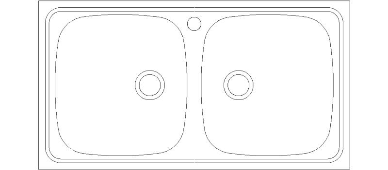 2 Bowls Sink Dimensions 0,80 x 0,40 M