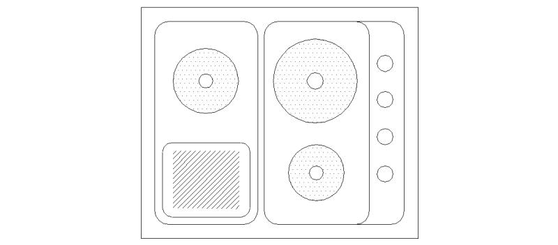 Table de cuisson vitrocéramique 3 feux ronds 1 rectangulaire