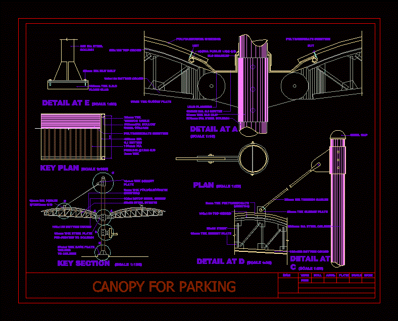 Detalhe do estacionamento do dossel
