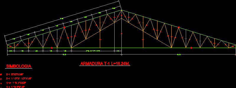 Structure for roof of 16.24 meters
