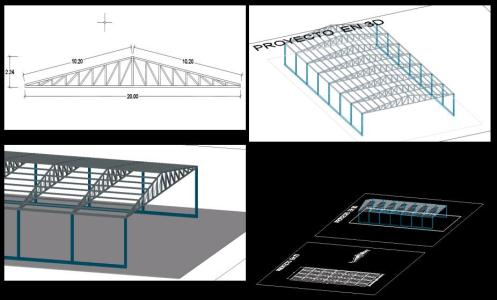 tetto 3d con struttura a traliccio