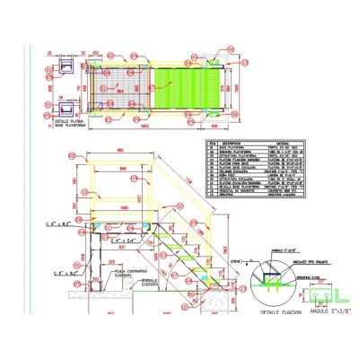 Plataforma metalica detalle constructivo