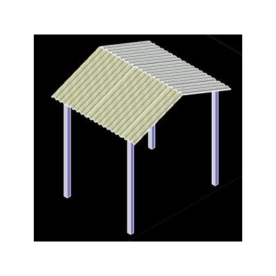 Caseta de teja de zinc y soportes metalicos 3d