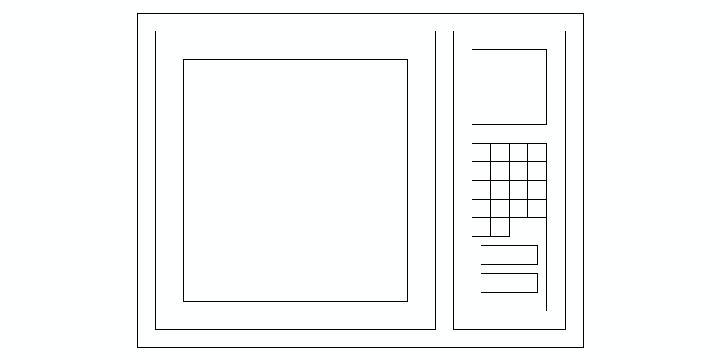 Horno Microondas Visto En Alzado Frontal, Mod. 02 En DWG | Librería CAD