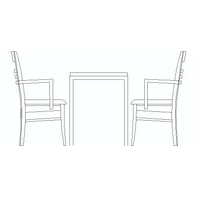 Mesa Con Dos Sillas En Alzado Lateral