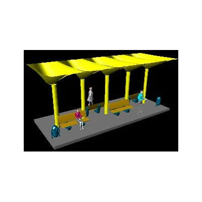 Paradero de autobos en 3d