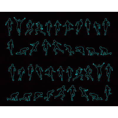 Silhouette dinamiche di atleti in movimento