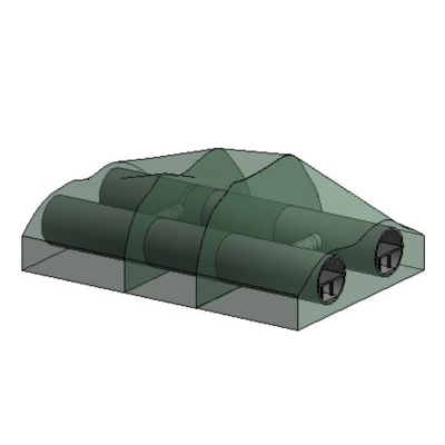 Tunel de 2 vias con topografia en revit