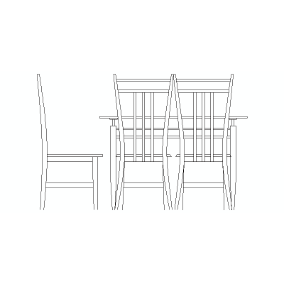 Mesa Con Tres Sillas En Alzado