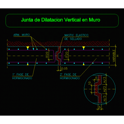 Junta de dilatacion vertical en muro