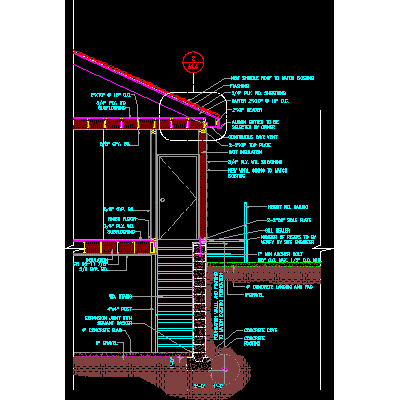 Partial section of house (wood framing)
