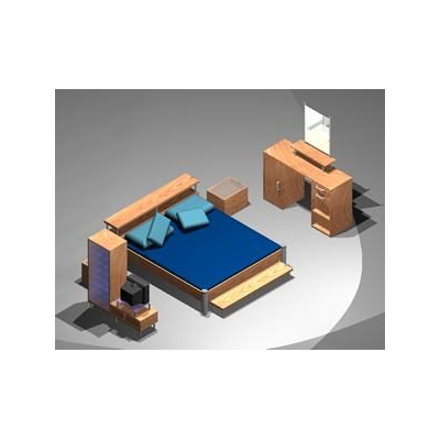 Juego de dormitorio 3d con materiales aplicados