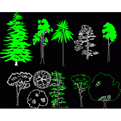 Bloques varios de vegetacion 2d