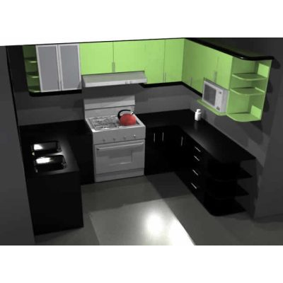 Cocina en departamento de multifamiliar - 3d
