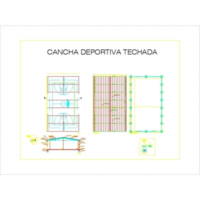 Cancha deportiva techada con estructura metalica