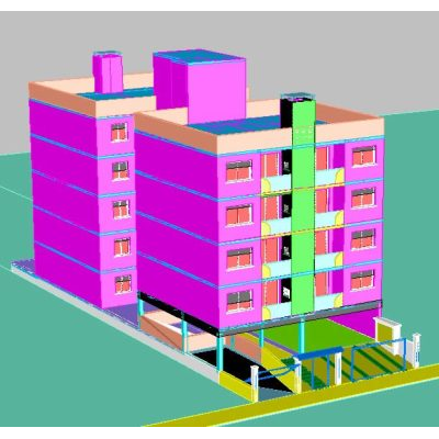 Edificio multifamiliar em 3d