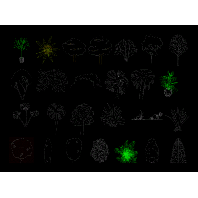 Collection of 3D trees for outdoors