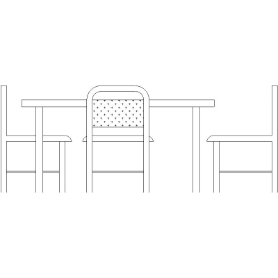 Mesa Comedor En Alzado Con 3 Sillas