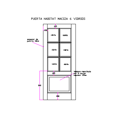 Puerta de Madera con Paneles de Vidrio
