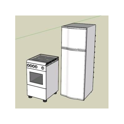 Heladera y cocina 3d