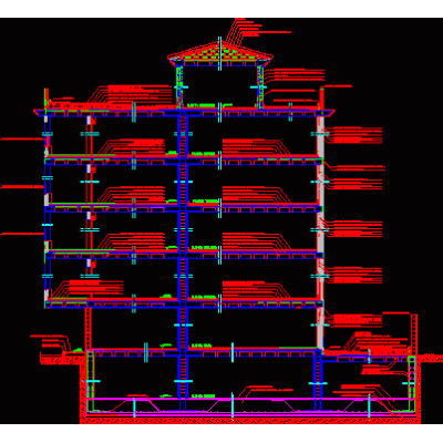 Seccion edificio 4 plantas y sotano