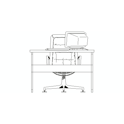 Mesa De Oficina En Alzado, Con Sillón Y Pc