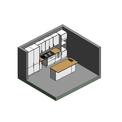 Familias espacio cocina con isla de madera