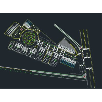 Avenida principal con parques a detalles en 3d