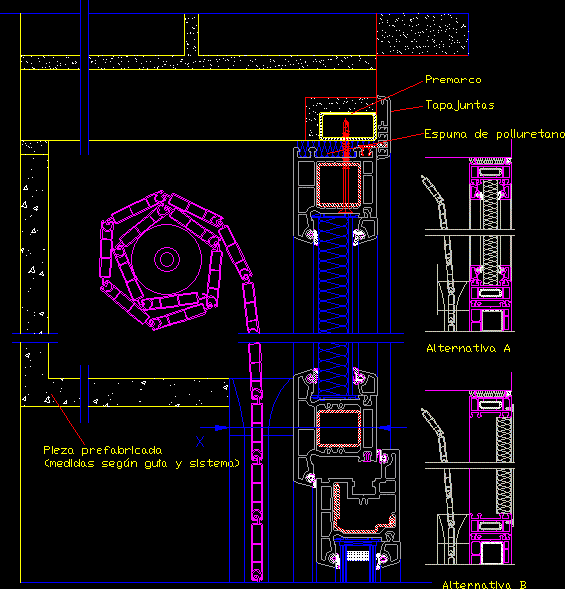Plan détaillé de la porte métallique roulante