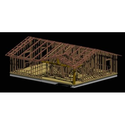 Estructura de casa de madera en 3d