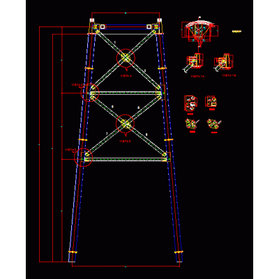 Planos de torre de puente colgante