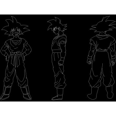 Profilo frontale e spada di Goku