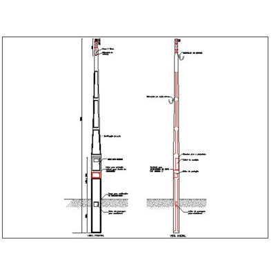 Poste de hormigon con medicion de baja tension