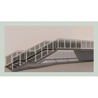 Escalera de vidrio templado y barandas de aluminio. max