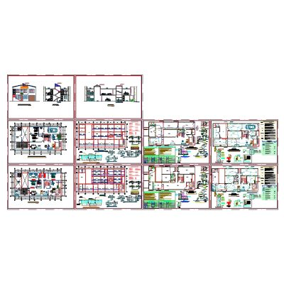Plano Completo de Vivienda Bifamiliar en DWG