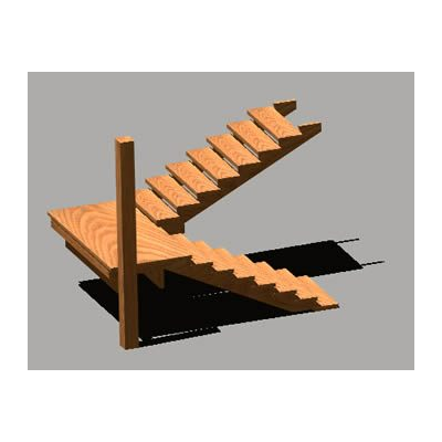 Escalera de madera 3d con materiales aplicados