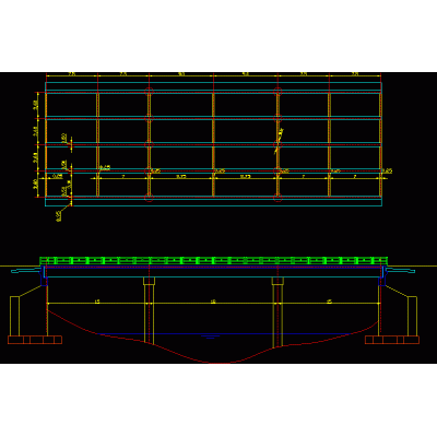 Puente en viga t. perfil longitudinal.