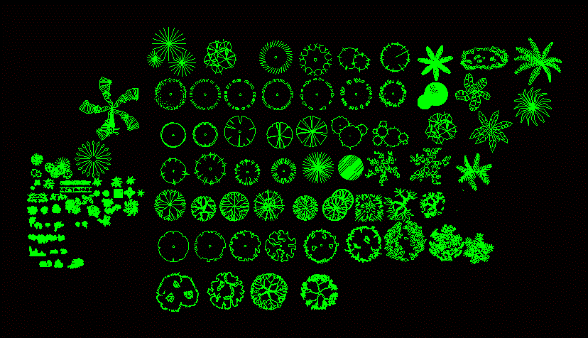 Trees in Top View in DWG | CAD library