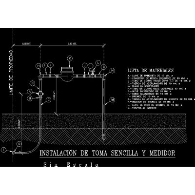 Detalle de toma sencilla y medidor